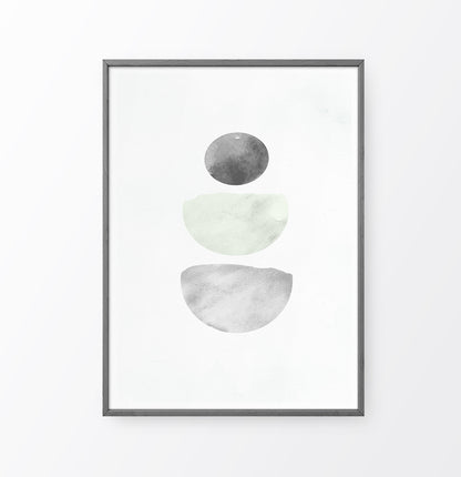 Scandinavian Minimalist Gray Geometric Abstract Print