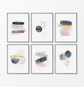 Abstract Minimalist Watercolor Set of 6 Prints