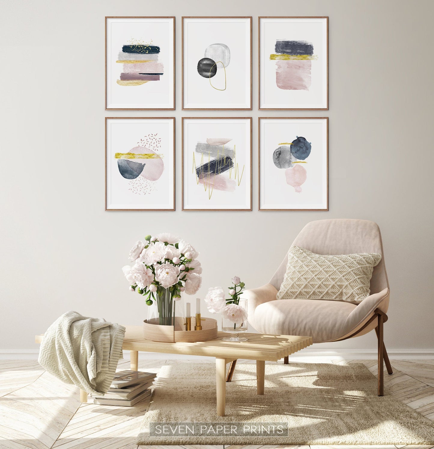 Abstract Minimalist Watercolor Set of 6 Prints