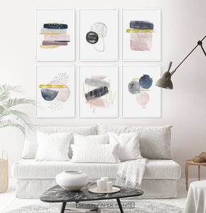 Abstract Minimalist Watercolor Set of 6 Prints