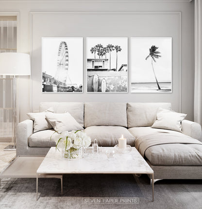 Black and White Coastal Set of 3 Prints