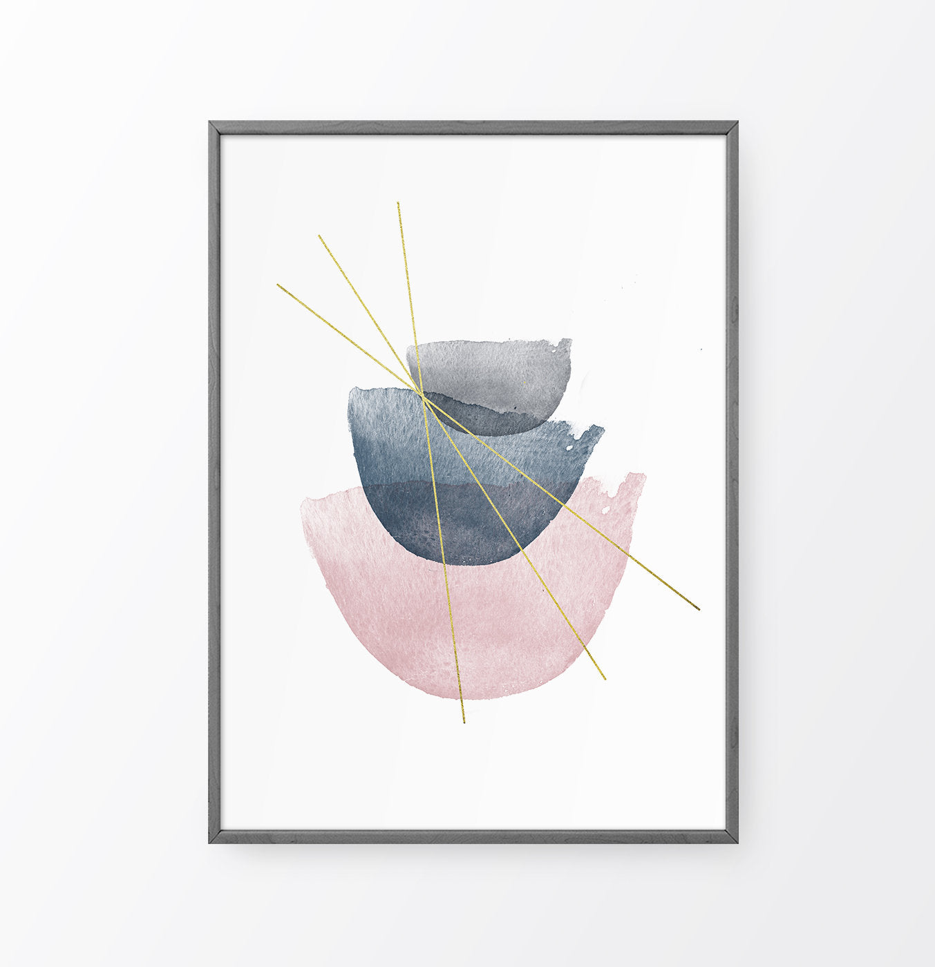Abstract Geometric Wall Art with Pink and Grey Stones