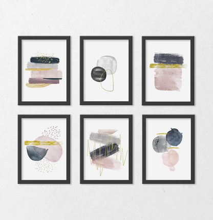 Abstract Minimalist Watercolor Set of 6 Prints