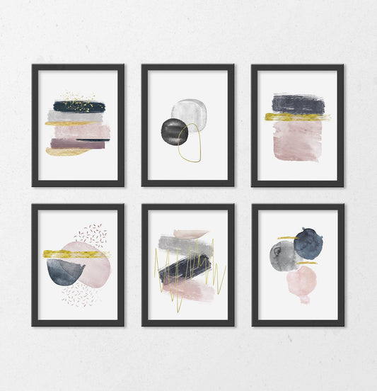 Abstract Minimalist Watercolor Set of 6 Prints