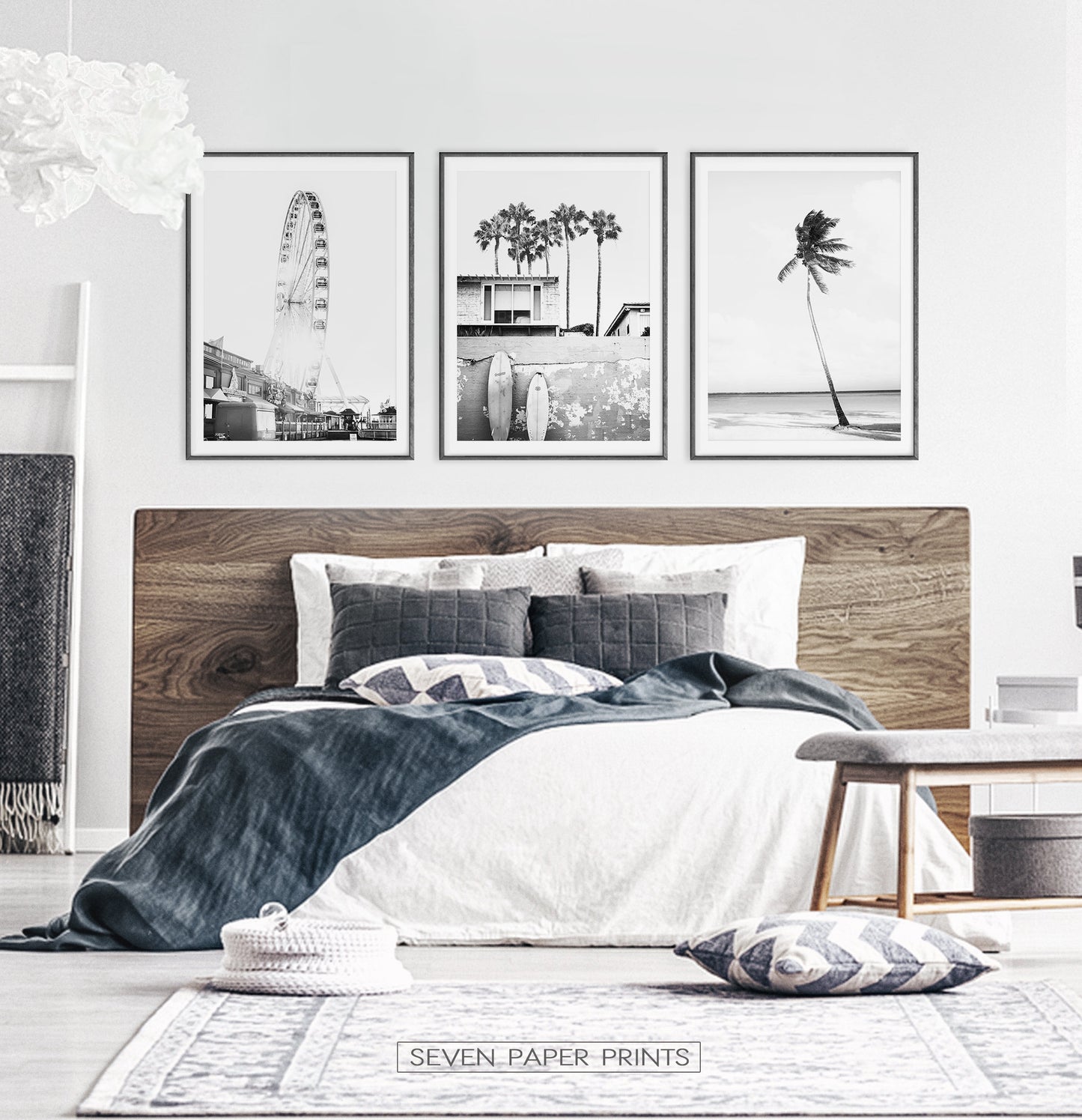 Black and White Coastal Set of 3 Prints