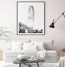 Load image into Gallery viewer, Black and White Ferris Wheel Print for Living Room
